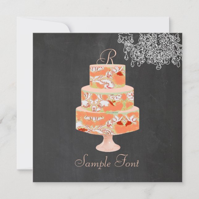 PixDezines monogram alice blomsterkaka Inbjudningar (Framsida)