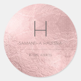 PixDezines Monogram Fals Rosa Guld Folie Runt Klistermärke