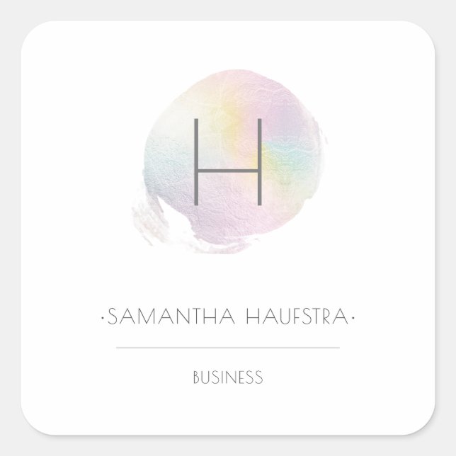 PixDezines Monogram Faux Holografiska Fyrkantigt Klistermärke (Framsida)