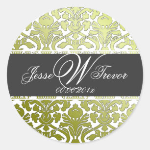 PixDezines monogram flora Damask, DIY färg Runt Klistermärke