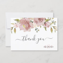 PixDezines Monogram H2 Dammtrosa blommor   Tack Kort