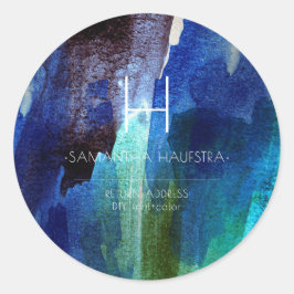 PixDezines Monogram Iridescent Brushed Watercolor Runt Klistermärke