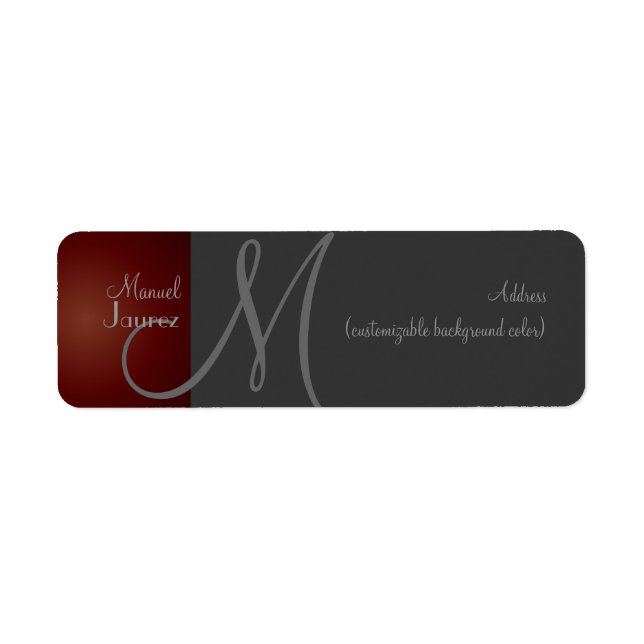 PixDezines Monogram Label en retro färg Returadress Etikett (Framsidan)