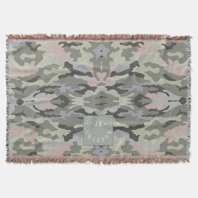 PixDezines Monogram Militär Kamouflage Filt (Framsidan)
