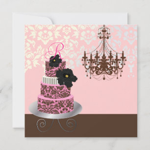 PixDezines monogram möhippa, rosa chokladkaka Inbjudningar