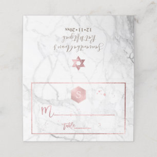 PixDezines Monogram Ro Guld Honeycomb+Marble Placeringskort