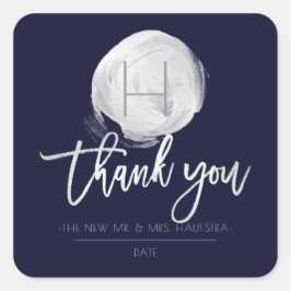 PixDezines Monogram Silver Foil, DIY Navy Blue Fyrkantigt Klistermärke