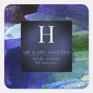 PixDezines Monogram, +Silver+Röda Färg-block Fyrkantigt Klistermärke