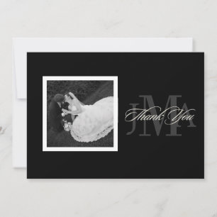 PixDezines Monogram tackkort med foto, Platt Tack Kort