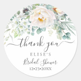 PixDezines Monogram Vattenfärg Peonies Anemone Runt Klistermärke
