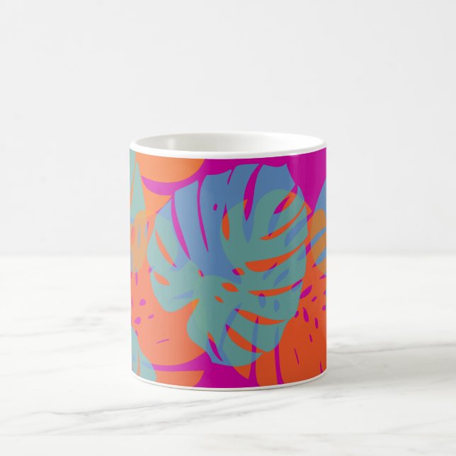 PixDezines Monstera blad/DIY bakgrundsfärg! Kaffemugg (Center)