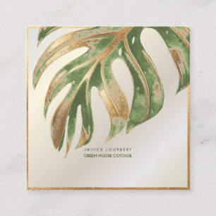 PixDezines MONSTERA, DUO TONE FAUX FOIL Square Bus Fyrkantigt Visitkort