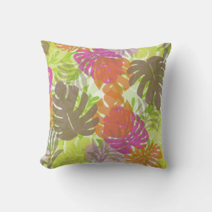 PixDezines monstera+hibiscus/dyy bakgrund Kudde
