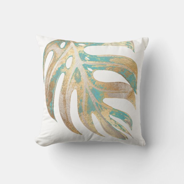 PixDezines MONSTERA LÖV DIY TEAL Kudde (Framsida)