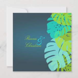 PixDezines Monstera Löv/teal/aqua/kalk Inbjudningar