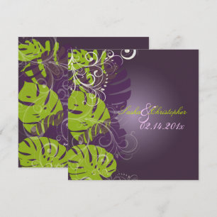 PixDezines MONSTERA+SWIRLS LILA+GRÖN Inbjudningar