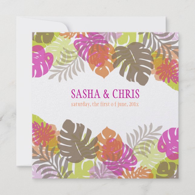 PixDezines Monstera, Tropical Foliage/Diy färger Inbjudningar (Framsida)