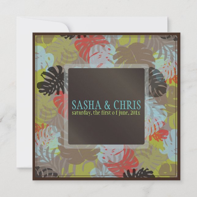 PixDezines Monstera, Tropical Foliage/Diy färger Inbjudningar (Framsida)