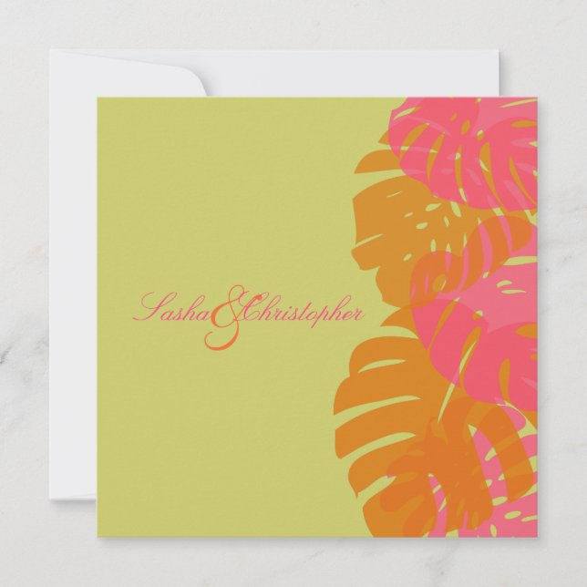 PixDezines Monstera, tropisk lögn Inbjudningar (Framsida)