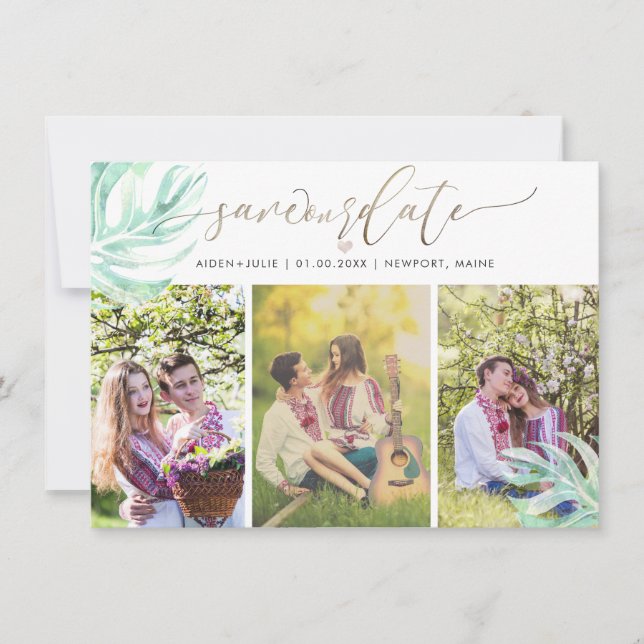 PixDezines Monstera Watercolor|Spara datum Spara Datumet (Framsida)