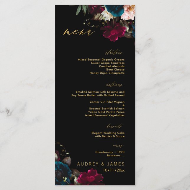 PixDezines Moody Botanical Teal Anemone Burgundy Meny (Framsida)