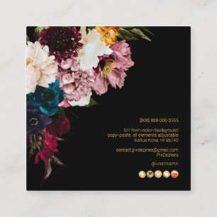 PixDezines Moody botaniska blommor Fyrkantigt Visitkort