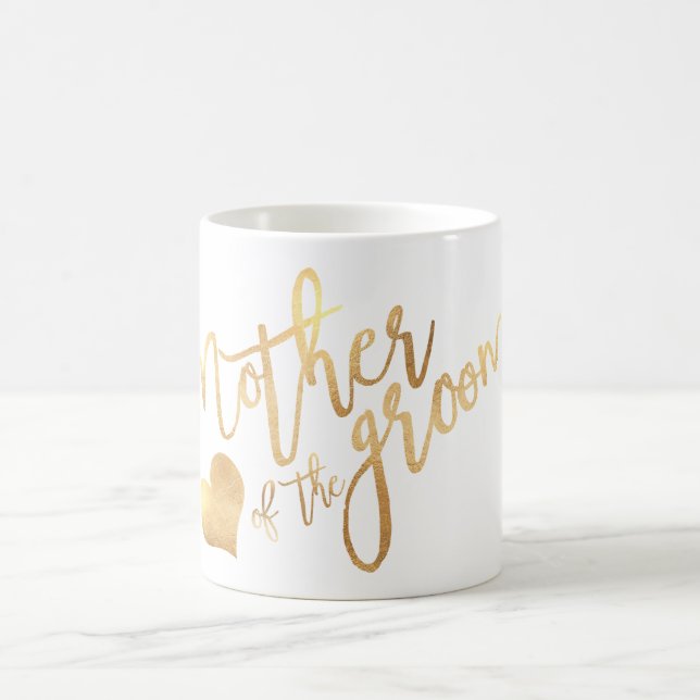 PixDezines Mor i skriptet Groom/Faux Guld Kaffemugg (Center)