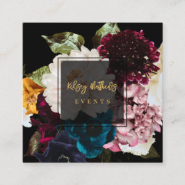 PixDezines Mörk Moody blommor Fyrkantigt Visitkort