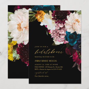 PixDezines Mörka Blommor Bröllopsdusch Inbjudningar