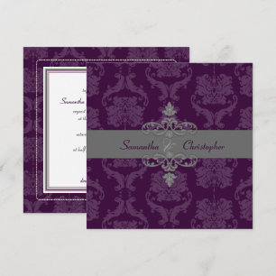 PixDezines MÖRKT PLOMMONFÄRGAD LILIANA DAMASK, DIY Inbjudningar
