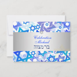 PixDezines mottagning bar mitzvah/blå/silver Inbjudningar