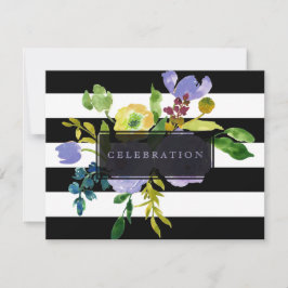 PixDezines-mottagning mitzvah/DIYstripes/blommigt Inbjudningar