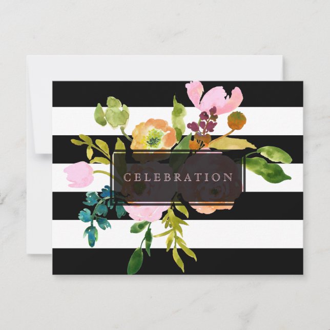 PixDezines mottagning mitzvah/DIYstripes/blommigt Inbjudningar (Framsida)