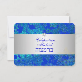 PixDezines mottagning pub mitzvah/blue/silver Inbjudningar