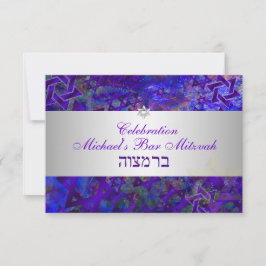 PixDezines mottagning pub mitzvah/violet/silver Inbjudningar