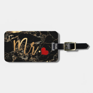 PixDezines MR BLACK MARBLE+FAUX GULD Bagagebricka