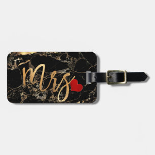 PixDezines MRS BLACK MARBLE+FAUX GULD Bagagebricka