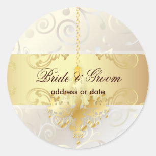 PixDezines Muffinsar Swirls+Faux Guld Chandelier Runt Klistermärke