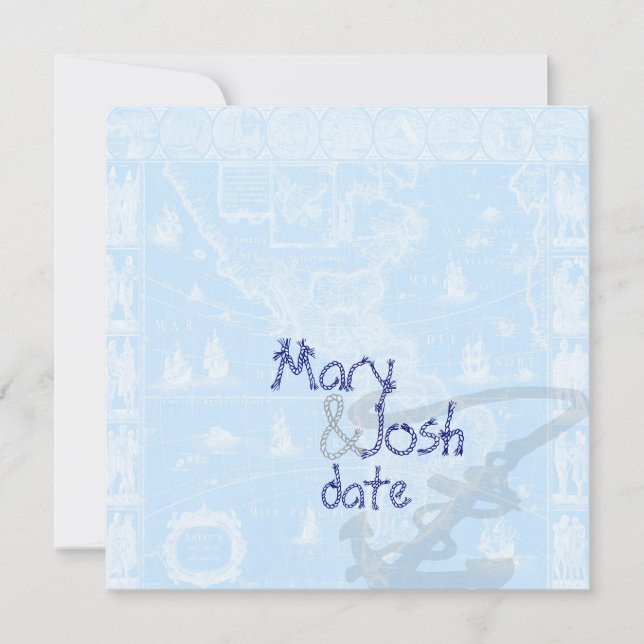 PixDezines Nautical Antique Karta Inbjudningar (Framsida)