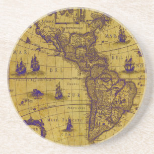 PixDezines Nautical/ vintage World map Underlägg Sandsten