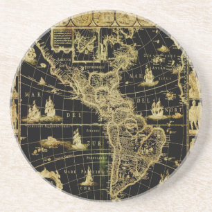 PixDezines Nautical/ vintage World map Underlägg Sandsten