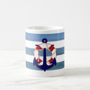 PixDezines nautiska ränder/ankare Kaffemugg