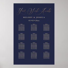 PixDezines Navy+Guld Calligraphy, Sittdiagram Poster