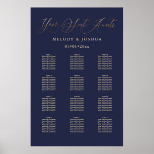 PixDezines Navy+Guld Calligraphy, Sittdiagram Poster