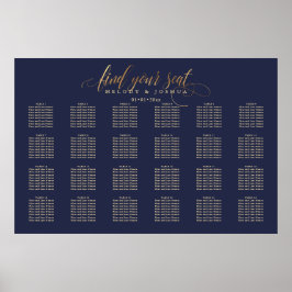 PixDezines Navy+Guld Calligraphy, Sittdiagram Poster