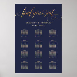 PixDezines Navy+Guld Calligraphy, Sittdiagram Poster