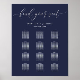 PixDezines Navy Modern Calligraphy, Sittdiagram Poster