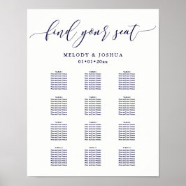 PixDezines Navy Modern Calligraphy, Sittdiagram Poster