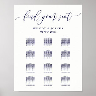 PixDezines Navy Modern Calligraphy, Sittdiagram Poster