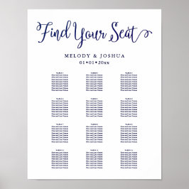 PixDezines Navy Modern Calligraphy, Sittdiagram Poster